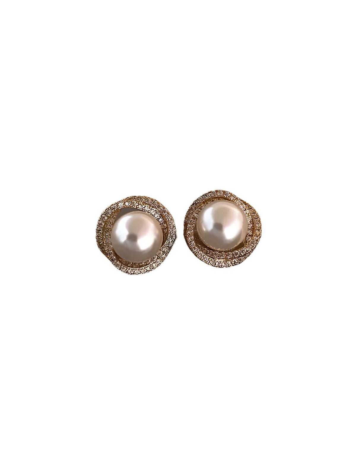 PEARL STUDS WITH DIAMOND BANDS