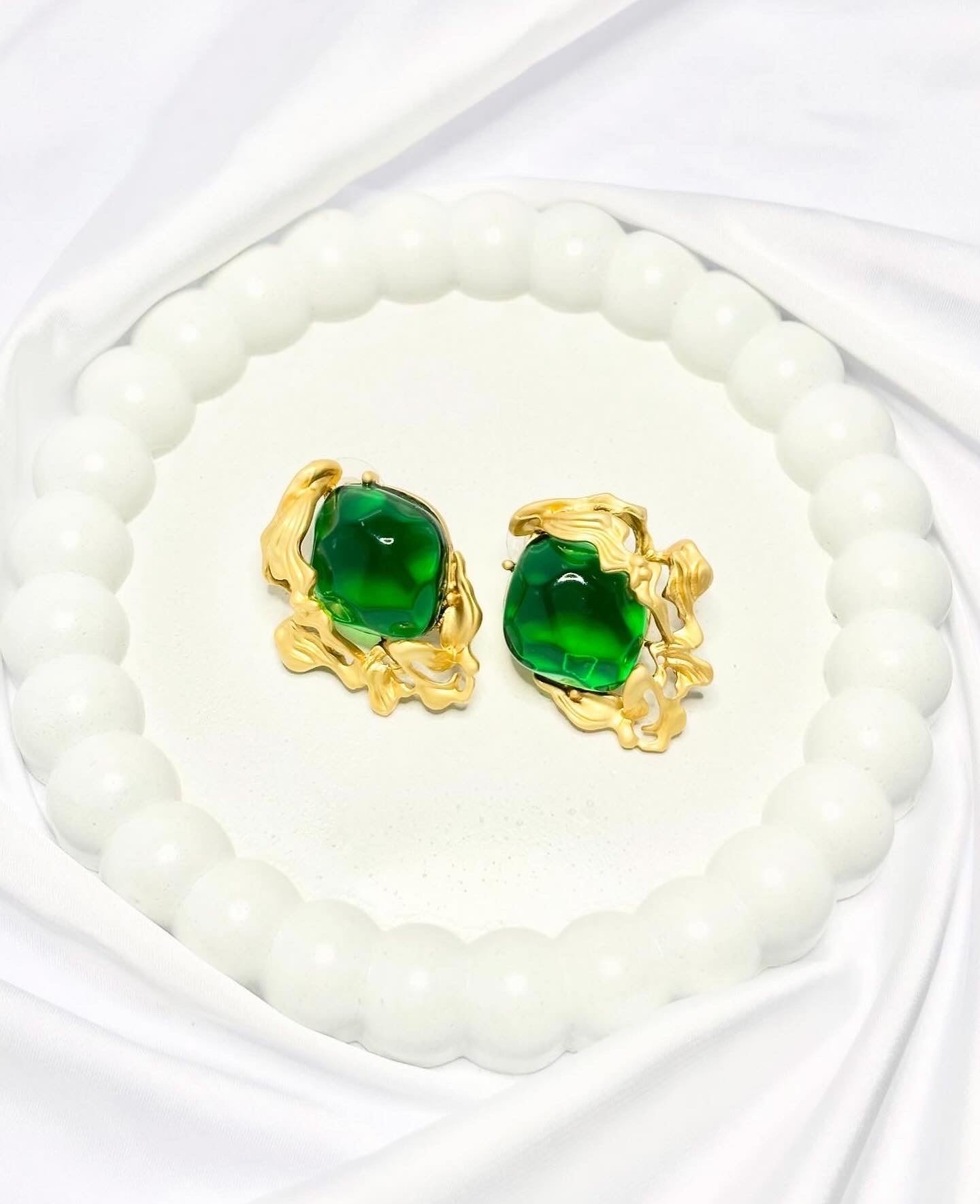 EMERALD MIRAGE STATEMENT EARRINGS